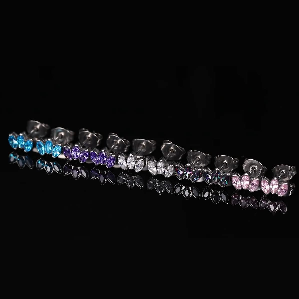 Limerencia Hypoallergenic G23 Pure Titanium Earrings | Crown Cubic Zirconia | F136 Implant Grade Piercing Studs| Suitable for Sensitive Ears Delicate Jewelry (Rainbow)