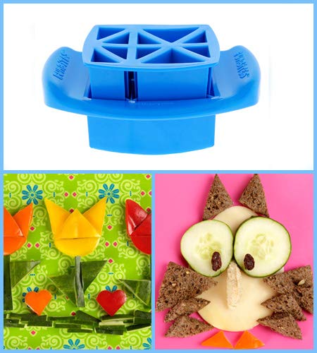 FunBites Set of 3 Food Cutters, Green Squares, Pink Hearts, Blue Triangles