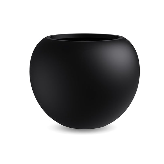 13.5 H x 17" Dia (12" Pot Opening) Round Fiberstone Planter with Drainage Hole, Durable Garden Flower Pots, Black, Resistant for Indoor and Outdoor, Planters for Large Plants pot for Home Decor Patio