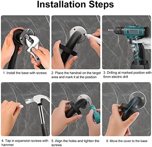 2 Pack Bathroom Grab Bar, supregear 24 Inch Length Black Shower Safety Grab Bar, 1 Inch Diameter 201 Stainless Steel Anti-Slip Handle for Senior, Elderly, Handicap