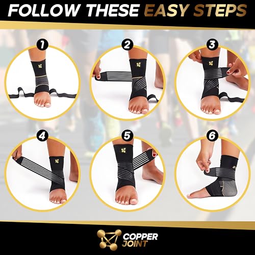 Ankle Brace for Women and Men - Ankle Compression Brace with Adjustable Straps, Sprain Braces, Arch Support for Sprained Ankle, Achilles Tendon Support Plantar Fasciitis Relief, Medium
