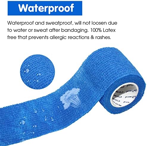 Self Adherent Cohesive Bandage 2"x5 Yards First Aid Bandages Stretch Sport Athletic Wrap Vet Tape for Wrist Ankle Sprain and Swelling,Blue(24 Rolls)