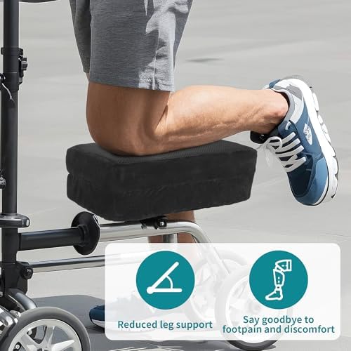 BALAPET Cooling Gel Knee Scooter Cushion Cover, Soft and Comfortable Knee Scooter Pad with Removable 2'' Thick Memory Foam Cushion for Any Knee Scooter
