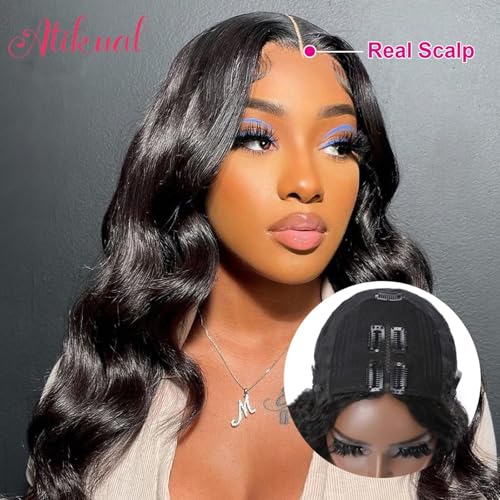 Body Wave V Part Wig Short Brazilian Virgin Human Hair Wigs For Black Women Thin Part Wig Glueless Clip In Half Wigs Upgrade U Part Wig Beginner Friendly No Sew In No Glue 24inch