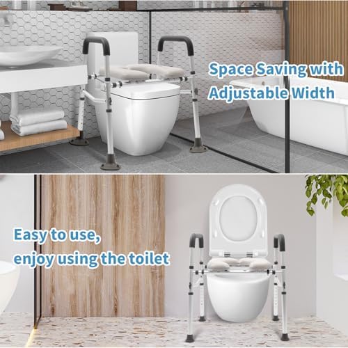 Raised Toilet Seat with Handles,500lbs Heavy Duty Toilet Seat Riser,Adjustable Safety Assist Toilet Chair for Elderly,Handicap, Pregnant,Fits Any Toilet