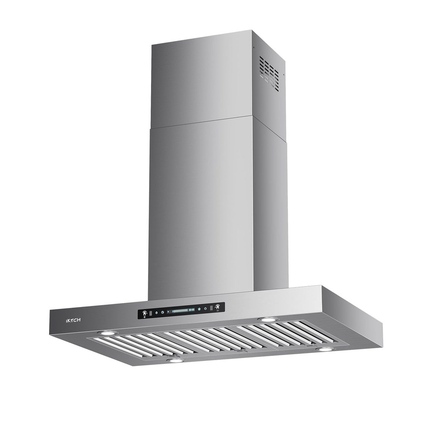 IKTCH Island Mount Range Hood 36 inch, 900 CFM Ducted Range Hood with 4 Speed Fan, Stainless Steel Hood Fan with Gesture Sensing & Touch Control with 3 Pcs Filter