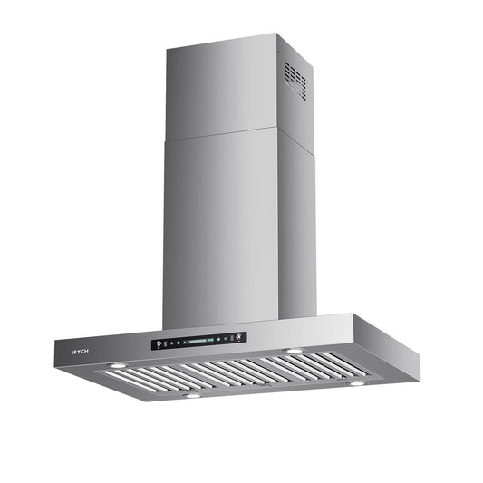 IKTCH Island Mount Range Hood 36 inch, 900 CFM Ducted Range Hood with 4 Speed Fan, Stainless Steel Hood Fan with Gesture Sensing & Touch Control with 3 Pcs Filter