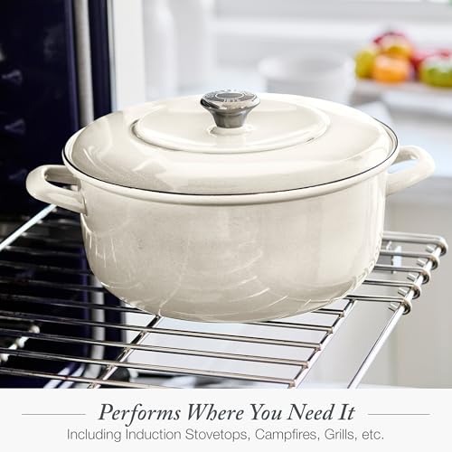 Merten & Storck 3.7QT & 5.5QT Dutch Ovens with Lids, 4 Piece Cookware Set, European Crafted Enameled Iron Stockpot, Induction & All Cooktops, Braising, Stews, Roasting, Slow Cooking, Sourdough, Cream White