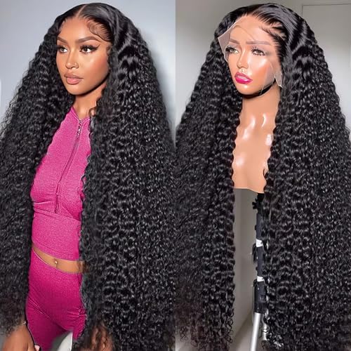 Deep Wave 13x6 HD Lace Front Wigs Human Hair 200 Density Curly Wig Wet and Wavy Lace Front Wigs for Women Human Hair Wig Pre Plucked with Baby Hair Natural Color (22 Inch)