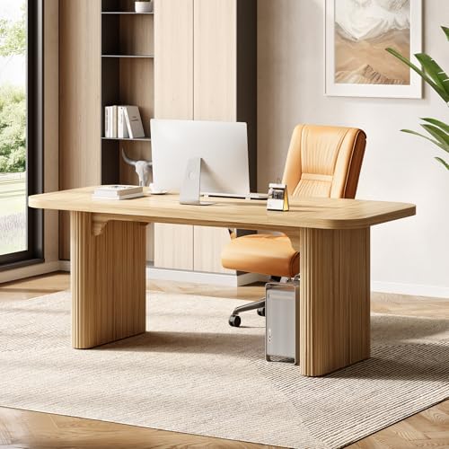 LITTLE TREE 62-Inch Home Office Computer Desk, Large Writing Desk with Textured Double Base, 5 ft Conference Meeting Seminar Table for Office