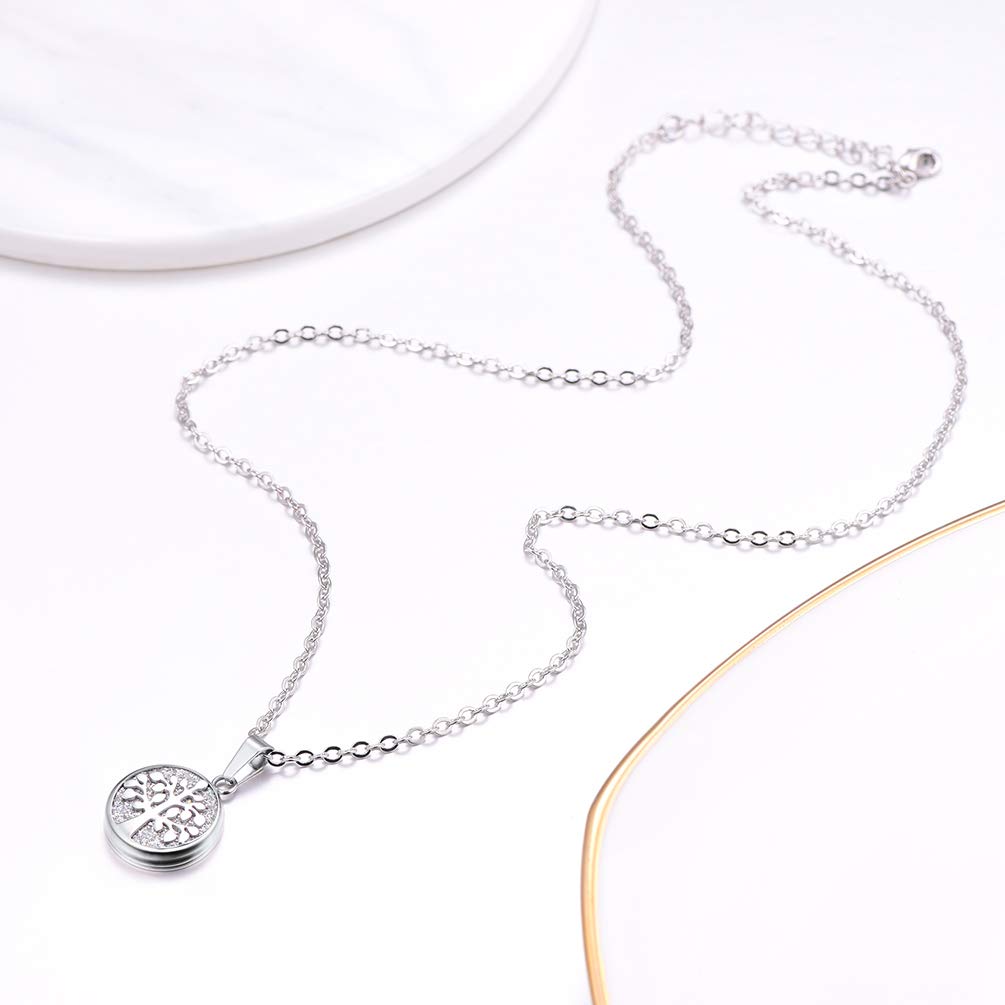 PROSTEEL Tree of Life Necklace Bridesmaid Stainless Steel Shiny Bling Round Pendant Minimalist Women Jewelry