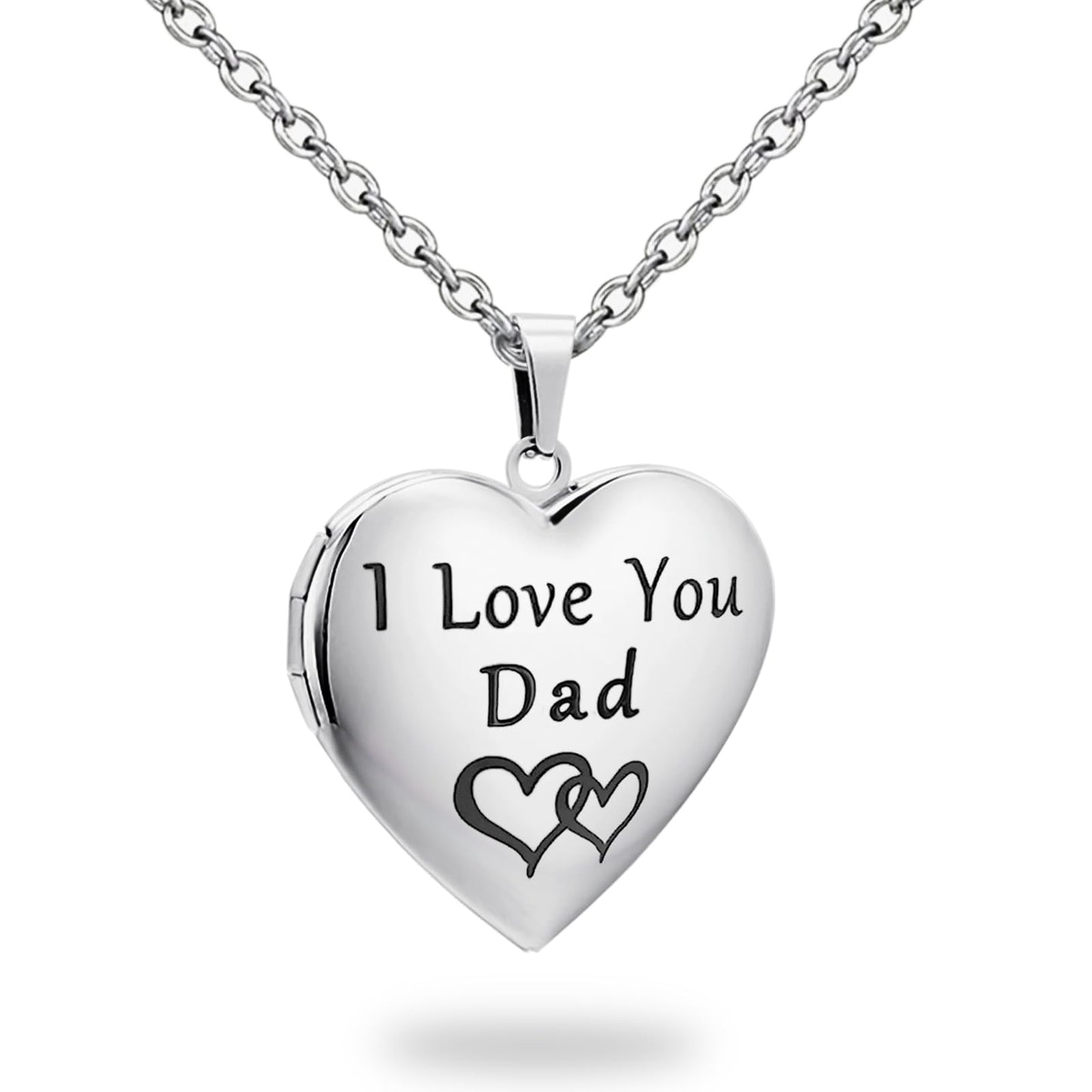 PHOCKSIN I Love You Dad Text Engraved Photo Lockets That Holds Pictures Gifts For Daddy On Fathers Day From Daughter Son