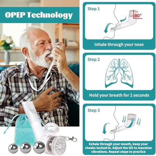 BOKANG Flutter Valve Breathing Exercise Device for Lungs, Breathing Trainer, Flutter Valve Device, Equipped 3 Balls, with Lanyard and Storage Bag, Suit for Lung Rehabilitation Clients and Exerciser