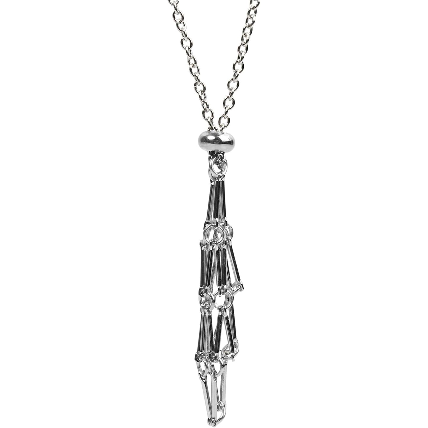 VLIEGEN Crystal Holder Necklace, Stainless Steel Cage for Stone Adjustable Natural Crystal Cage Holder Necklaces Quartz Natural Gemstone Jewelry for Women Men SV M