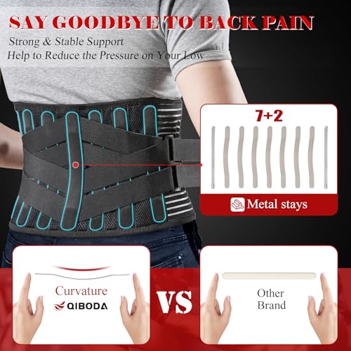 Plus Size 4XL/5XL Back Brace with 7 Bionic Metal Stays - Strong Support More Effectively Relieve, Herniated Disc, Sciatica, Scoliosis and Lower Back Pain - Work Back Support Belt for Men, Women