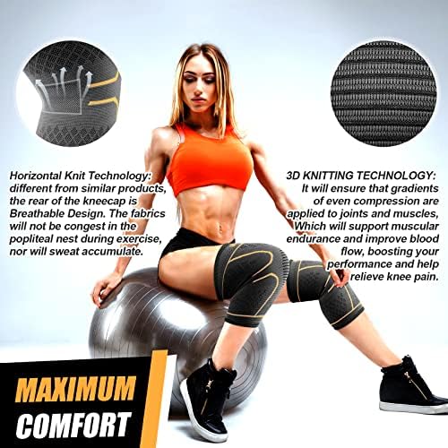 NEENCA Knee Braces for Knee Pain Women & Men -2 Pack Knee Sleeves for Knee Pain Set, Knee Brace Compression Sleeves, Knee Support for Sports, Running, Meniscus Tear, ACL, PCL, Arthritis Pain Relief…