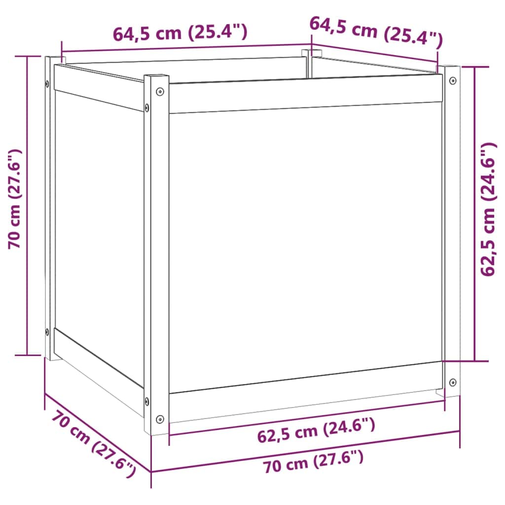 WXGTBKPR Square Garden Planter Box, 27.6 in Solid Pinewood Flower Pot for Outdoor Patio, Backyard, Deck, and Vegetable Herb Gardening