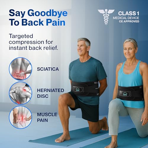 Modvel Back Brace for Lower Back Pain Women and Men – Lumbar Support Belt for Sciatica, Herniated Disc, Muscle Strain – Adjustable Breathable Work Brace with 6 Stays – Support for Posture– Size XL