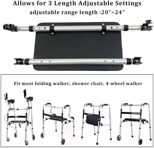 Walker Rest Seat for Attachable Seat Folding Walker, Maximum Weight Capacity of 250 Pounds, Adjustable Range:20"~24" (B)