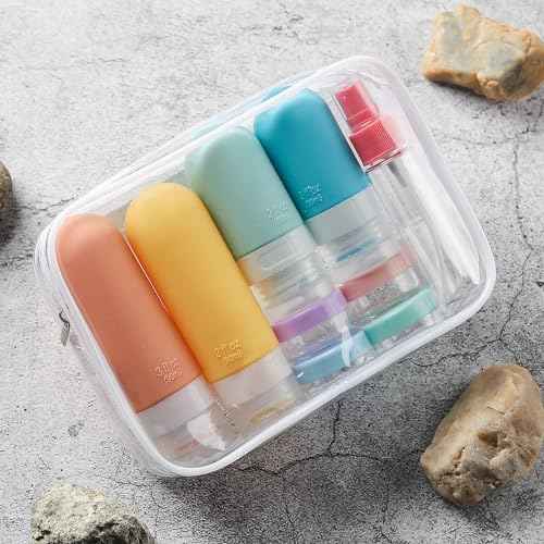 16 Pack Travel Bottles Set - TSA Approved Leak Proof Silicone Squeezable Containers for Toiletries, Conditioner, Shampoo, Lotion & Body Wash Accessories (White)