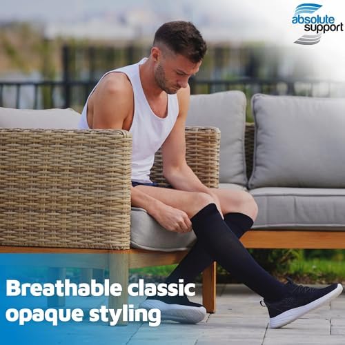 ABSOLUTE SUPPORT (3 Pairs) Wide Calves Graduated Support Opaque Compression Knee High Socks for Men & Women 20-30mmHg | For Fatigue, Leg Pain, Edema, Varicose Veins - Black, 6X-Large - A501BL9-3