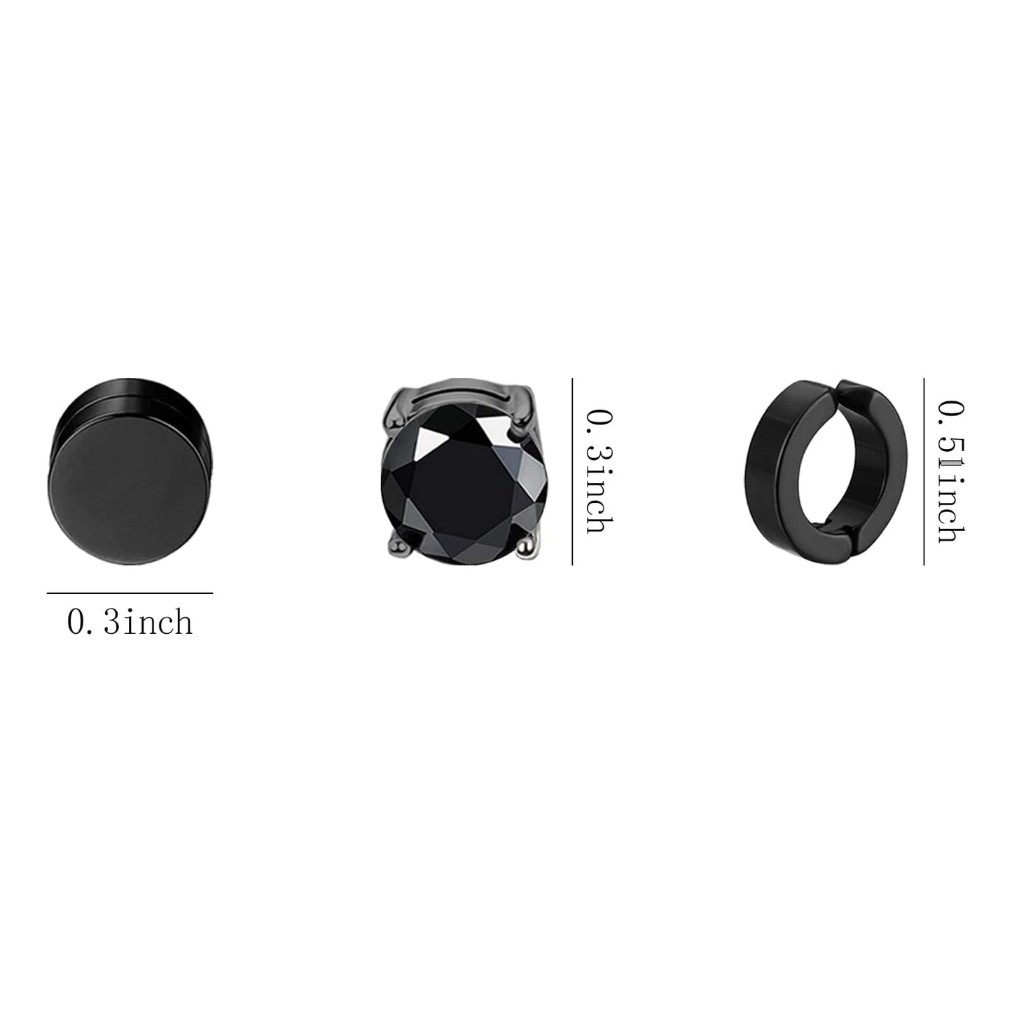 NEWITIN 15 Pairs Magnetic Stud Earrings for Men Clip on Earrings Stainless Steel Magnet Earring Unisex CZ Hoop Magnetic Stud Earring Set for Men Women