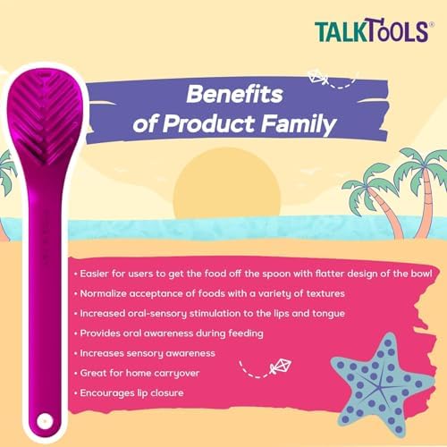 TalkTools Wee Textured Magenta Spoons | Provides oral awareness during feeding | Encourages lip closure | Normalize acceptance of foods with a variety of textures (Wee Textured, 12 Pack)