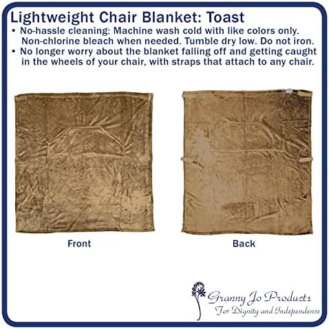 Granny Jo Products Lightweight Wheelchair Blanket, Warm Fleece, Fleece with Pocket, Toast, 36 inch (2204)