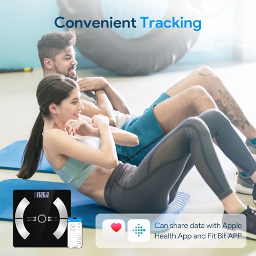 Smart Digital Body Fat Scale, Accurate LED Display Bathroom Scale with Mobile App for Body Composition Analysis - (Black)
