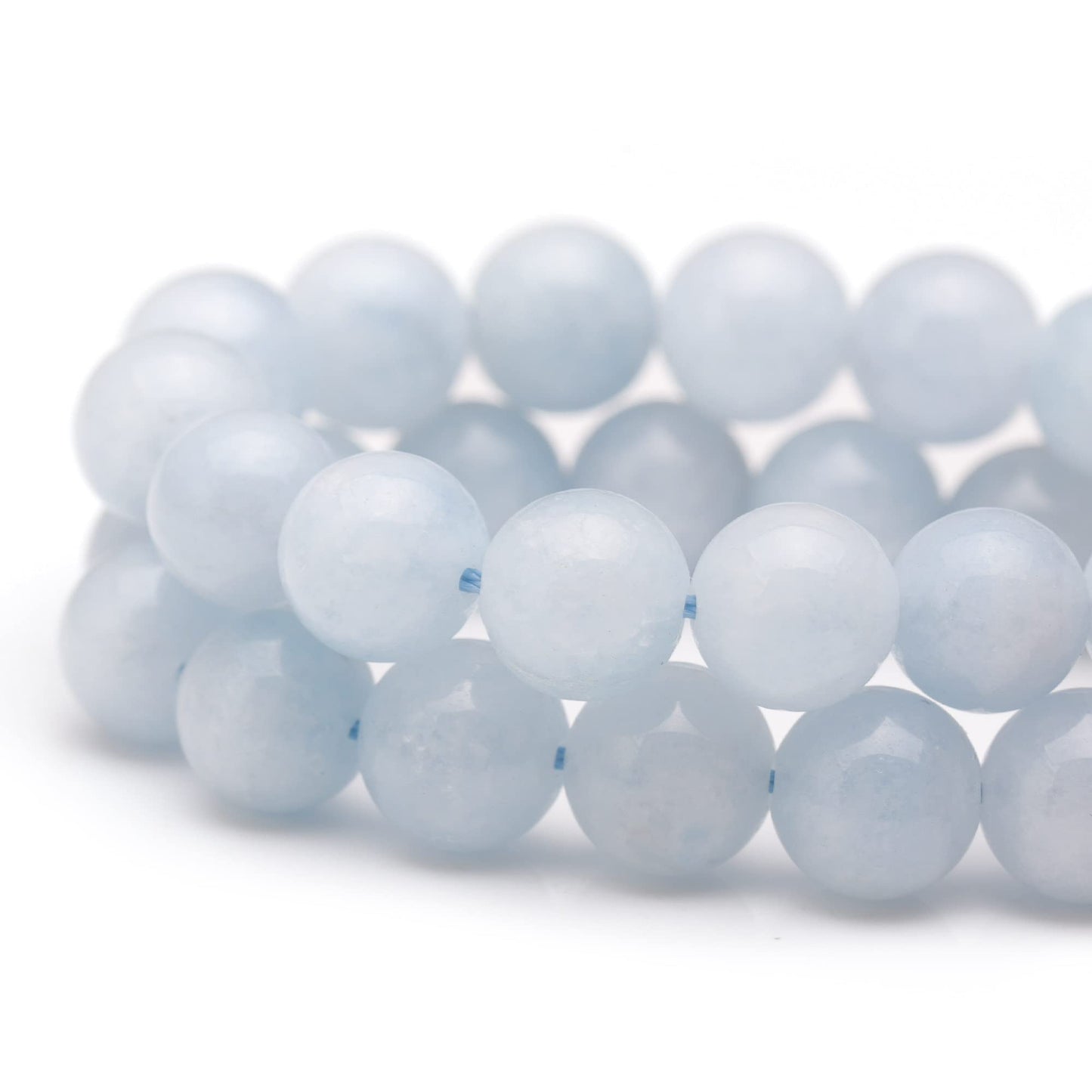 Youngbling Natural Gemstone Beads for Jewelry Making,8mm Blue Chalcedony Polished Round Smooth Stone Beads for Bracelet Necklace 15 Inch(Blue Chalcedony,8mm)
