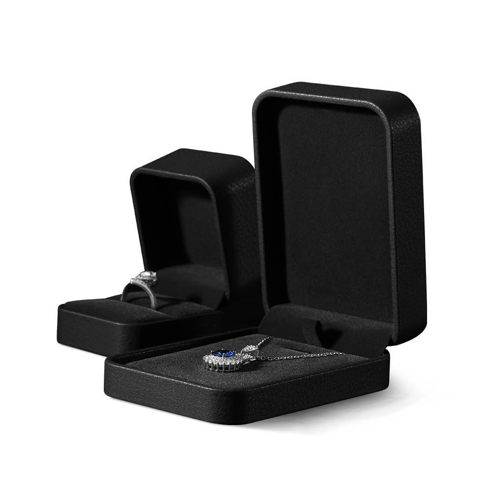 Yinbeini Necklace Jewelry Box, Leather Jewelry Box For Men,Premium Small Gift Boxes,Luxury Jewelry Gift Boxes For Necklaces (Black)