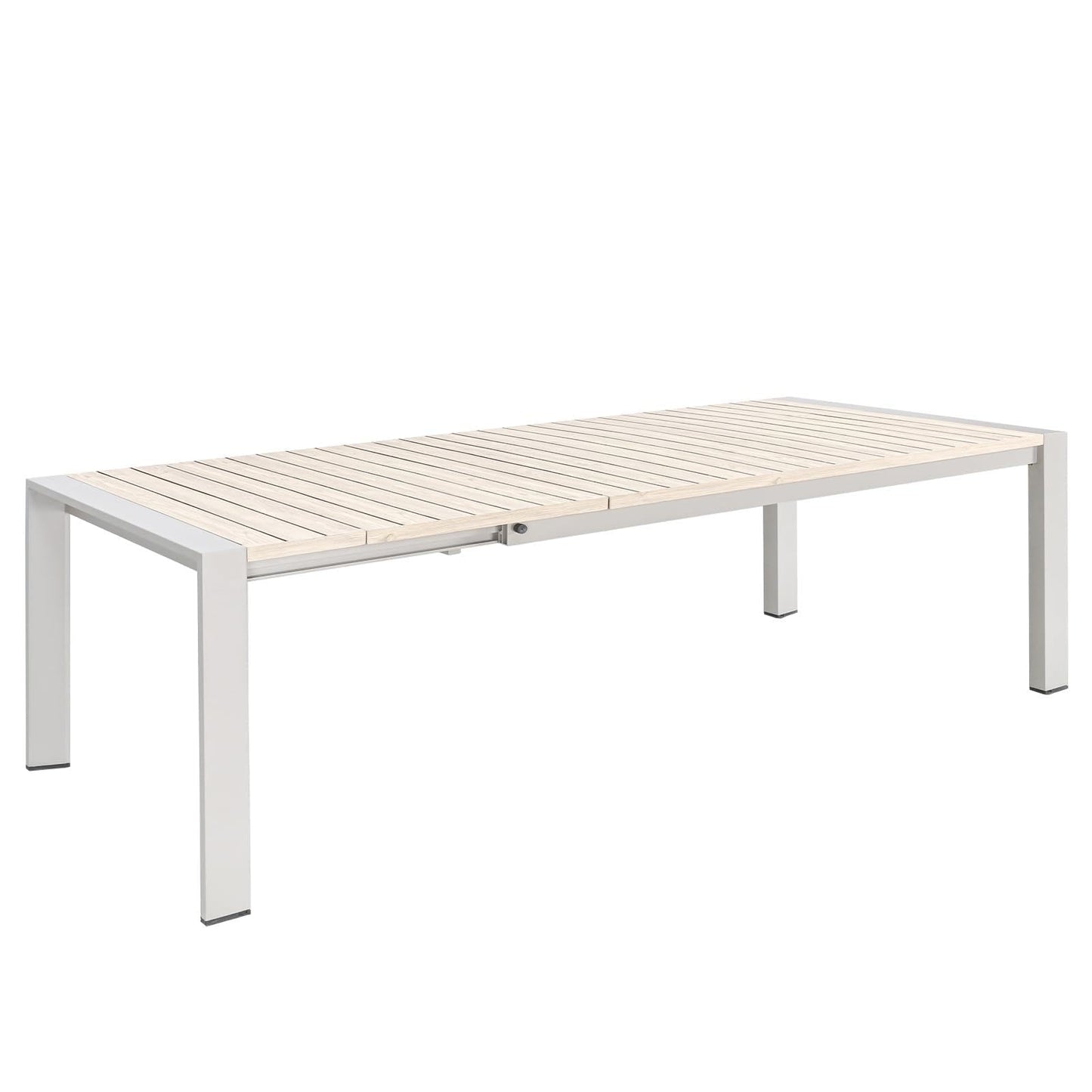 SEEHILL Extendable Outdoor Dining Table for 6-10 Person, 85"-107" Oversized Rectangular Patio Dining Table, Never-Rust Aluminum Expandable Dining Table with Faux Wood Grain Tabletop for Deck, Garden