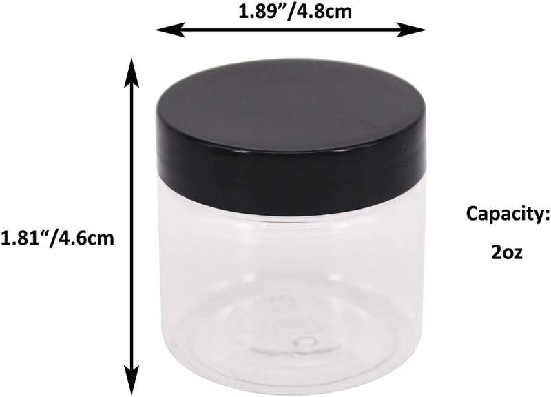 Clear Plastic Slime Jars - 48 Pack 2 OZ (55ml) Containers with Lids & Labels | Ideal for Cosmetics, Makeup, Organization