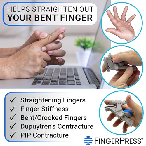 Finger Straightener | PIP Extension Orthosis/Splint For Bent Fingers, PIP Flexion Contractures | Adjustable Joint Stretcher Device | Made in USA | Gray/X-Small