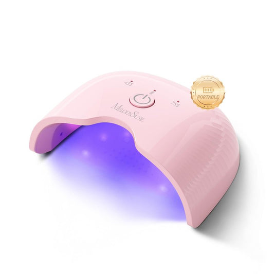 MelodySusie Mini Cordless UV Nail Lamp, P-ART06G Rechargeable Portable LED UV Light with Smart Sensor, 4-Finger Curing for All Soft Gels, Especially Half-Cured Gel, Base Coat & Top Coat, Pink