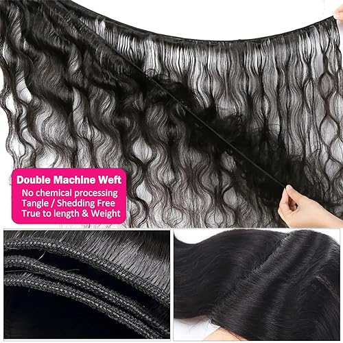 RESACA Body Wave 3 Bundles Human Hair Weave Weft Extentions Bundles for Women 22 24 26 Inch 100% Unprocessed Brazilian Virgin Human Hair (Nature Color Black)