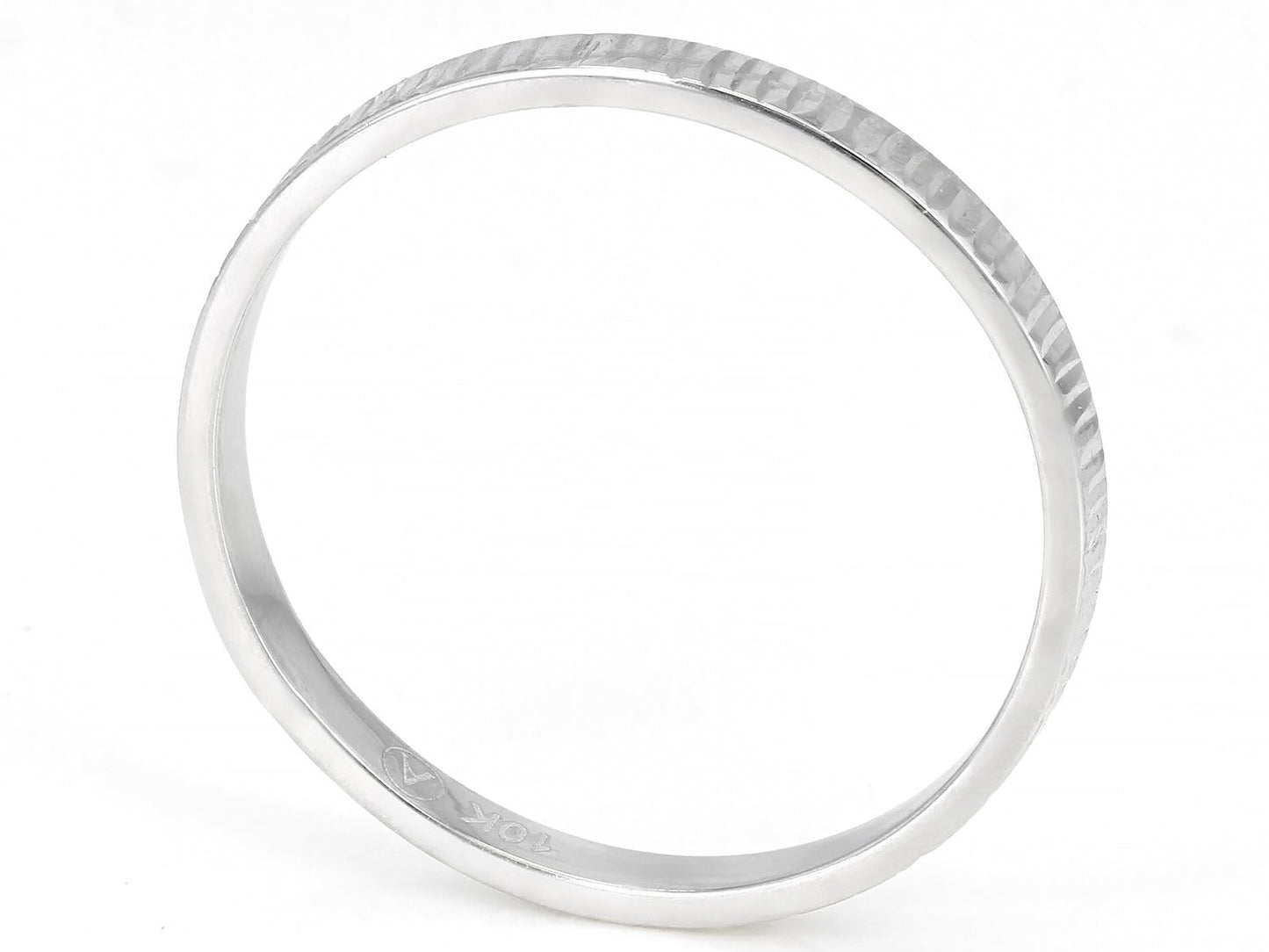 JTV 10K White Gold, Yellow Gold or Rose Gold 2mm Textured Band Ring - Elegant and Durable Wedding Band for Men and Women (White Gold, 7)