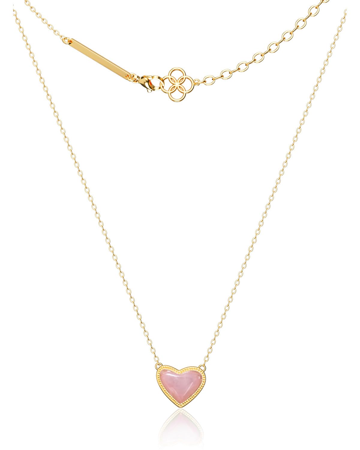 AICase 18K Gold Plated Heart Pendant Necklace for Women,Fashion Dainty Simple Adjustable Length Jewelry,Anniversary Birthday Gifts for Women/MoM/Sister/Friends/Her/Wife/Grandma/Coworker_Pink