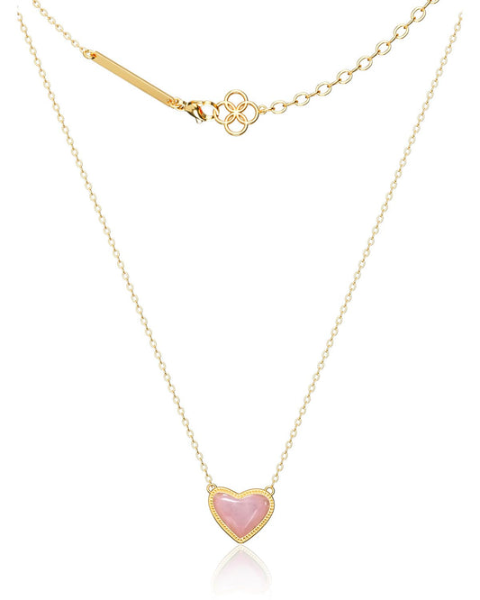 AICase 18K Gold Plated Heart Pendant Necklace for Women,Fashion Dainty Simple Adjustable Length Jewelry,Anniversary Birthday Gifts for Women/MoM/Sister/Friends/Her/Wife/Grandma/Coworker_Pink