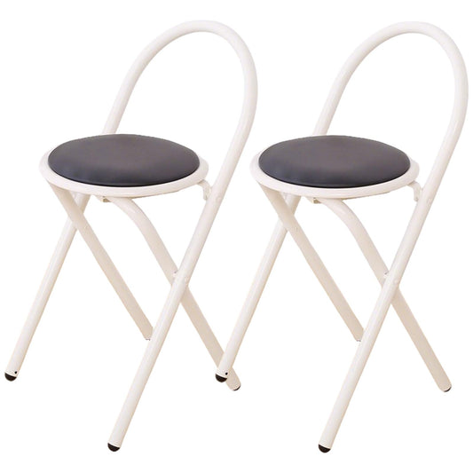 2-Pack Wrought Iron Durable Folding Chairs, Portable Party Event Chair, with Arch Handles(Black Color)