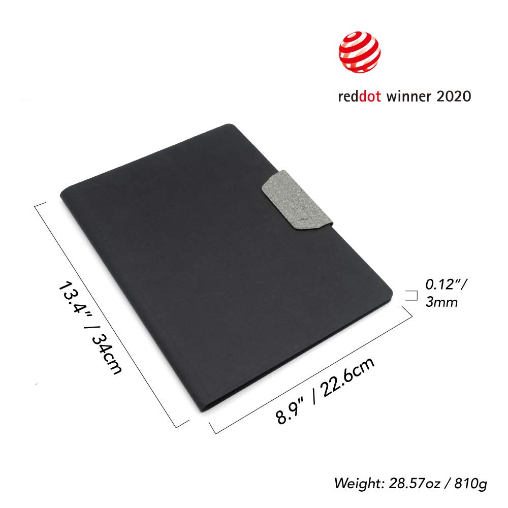 LHiDS Magnetic Business Portfolio Lite Resume Padfolio Organizer with Clipboard, Paper Clip, Writing Pad, Pen/Card Holder, Magnetic Closure for Work, School and More (Grey, A4/Letter)