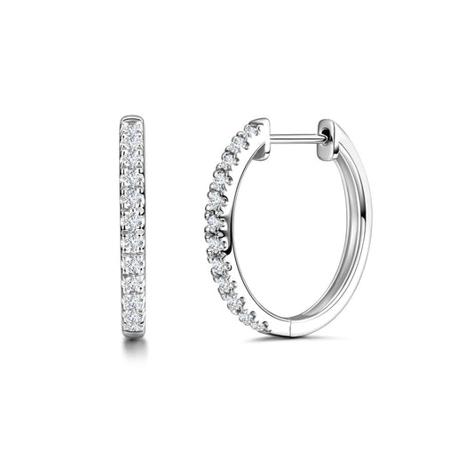 Agvana 0.58 Ct. Tw. Lab-Grown Diamond Hoop Earrings in Sterling Silver (D-E Color, VS Clarity) Fine Jewelry Anniversary Birthday Gifts for Women Her, Size 16MM