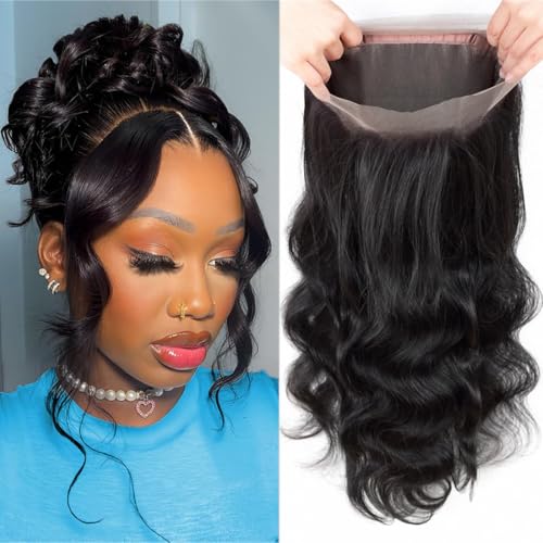 360 Lace Frontal Human Hair With Baby Hair - Body Wave HD Transparent Lace Frontal, Raw Virgin Human Hair, 360 Closure Natural Color 22 Inch