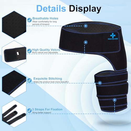 Hip Brace for Sciatica Pain Relief Devices Adjustable Hamstring,Thigh,Groin Compression Wrap Sciatic Nerve Brace for Men and Women –Support for Sciatica Hip Pain Relief (Left)