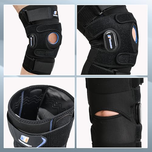 Plus Size Knee Brace for Women & Men, Patella Gel & Side Stabilizers for ACL, Meniscus Tear, Arthritis, Joint Pain and Injury Recovery, Hinged Knee Brace with Maximum Support and Strong Stability
