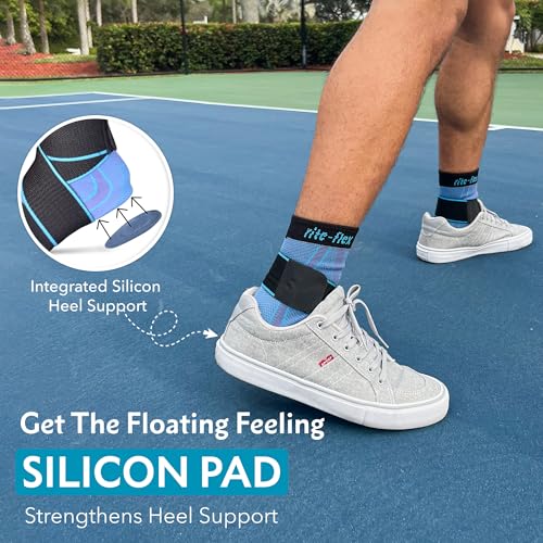 3-in-1 Ankle Compression Sleeve with Silicone Heel Pad - Ankle Brace for Sprains, Foot Fatigue, Post Surgery, Plantar Fasciitis Relief & Support (1, Medium)