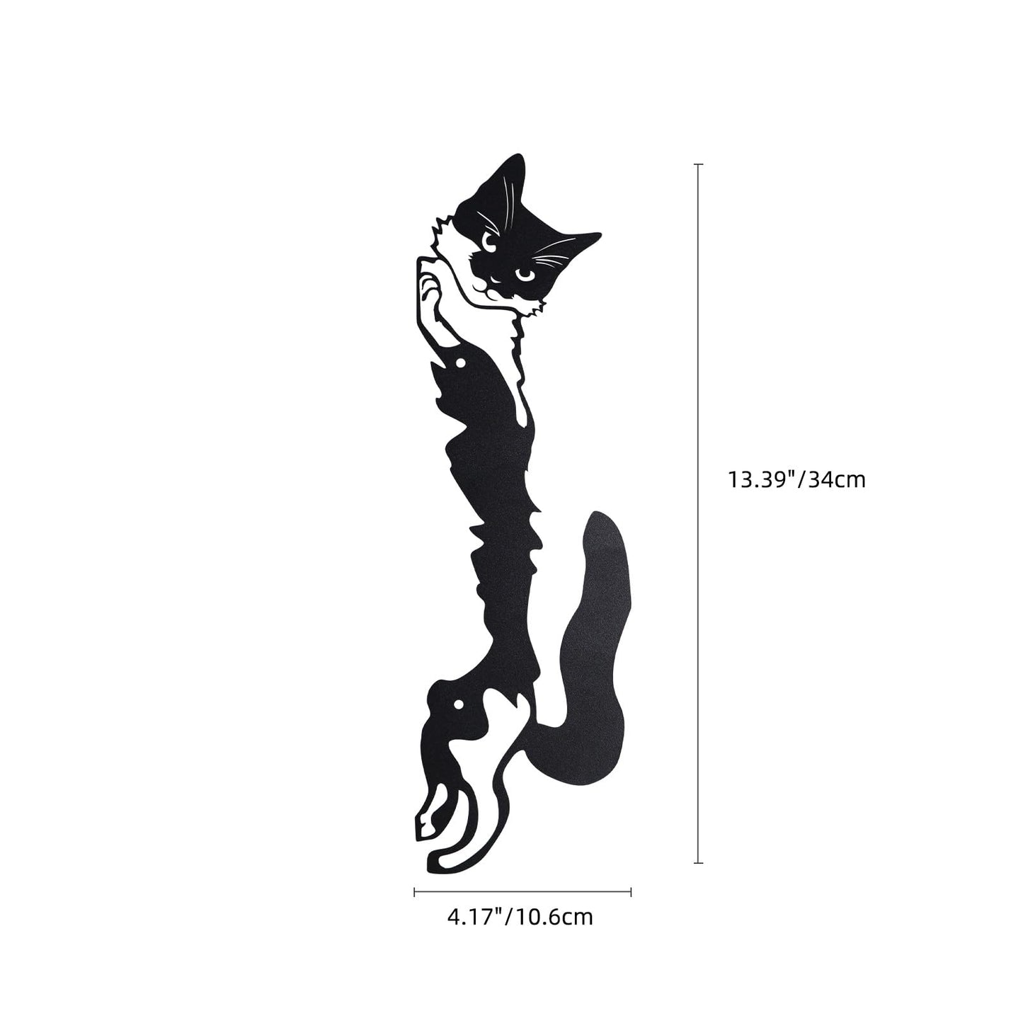 KOLYMAX Black Metal Cat Wall Art Decor, 13.39 x 4.17 Inches, Modern Powder Coated Finish, Wall Mounted Door Topper, Indoor Outdoor Decorative Hanging Sculpture
