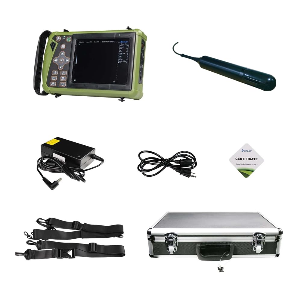 DAWEI Upgraded 3.5MHz Rectal & Convex Dual-Use Probe Veterinary Ultrasound Machine for Cattle and Horse, Portable Handheld Vet Scanner for Pregnancy and Reproduction Check on Farm