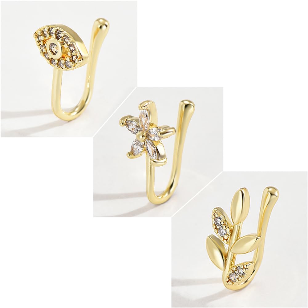 VitaCool Fake Nose Rings African Nose Cuffs for Non Pierced Nose Clip on Nose Ring Cuffs Gold Faux Septum Nose Rings Cuffs Non Piercing Jewelry for Women