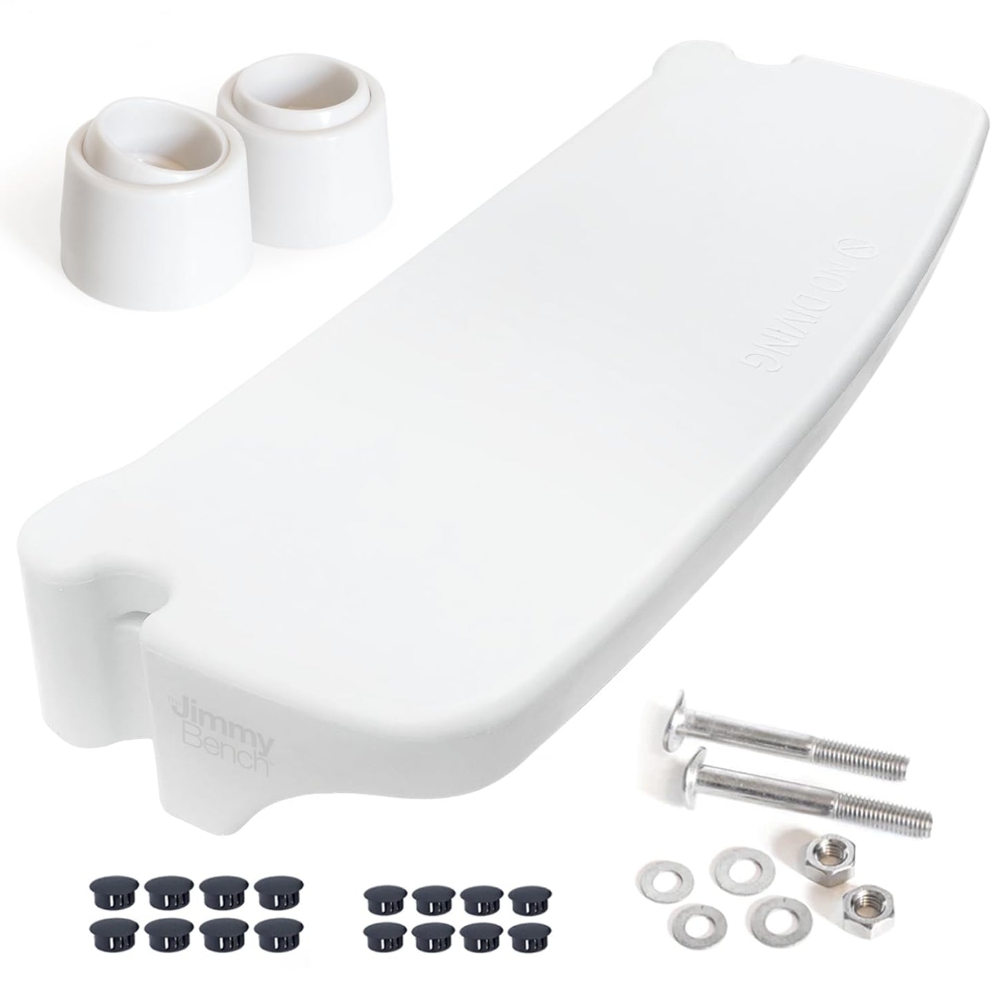 The Jimmy Bench for Inground Pool Ladders (Rails NOT Included/Bench & Hardware Only) - Convert Your Pool Ladder Steps into a Swim-up Bench | Great for Kids, Adults & Pets | Made in USA | White
